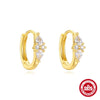 Versatile S925 Sterling Silver Geometric Single Diamond Light Luxury Women's Earrings With Electroplating