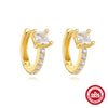 Versatile S925 Sterling Silver Geometric Single Diamond Light Luxury Women's Earrings With Electroplating