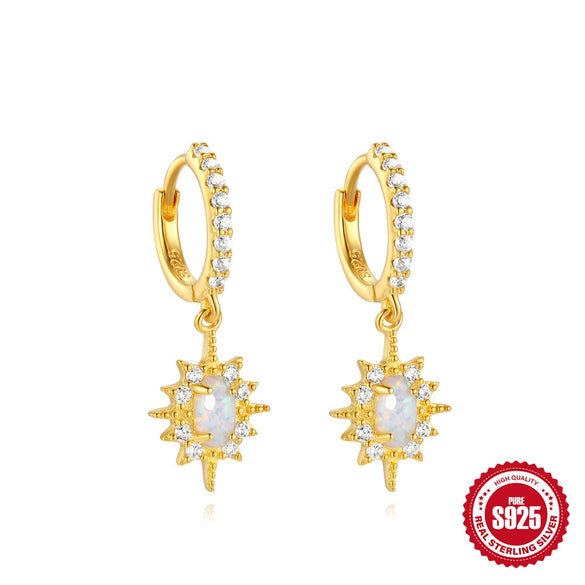 Versatile S925 Sterling Silver Octagon Geometric Opal Fashion Earring With Zirconia Treatment