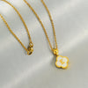 Versatile Titanium Steel Clover And Letter Design Pendant Necklace 18K Gold Plated For Women