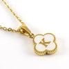 Versatile Titanium Steel Clover And Letter Design Pendant Necklace 18K Gold Plated For Women