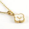 Versatile Titanium Steel Clover And Letter Design Pendant Necklace 18K Gold Plated For Women