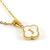 Versatile Titanium Steel Clover And Letter Design Pendant Necklace 18K Gold Plated For Women