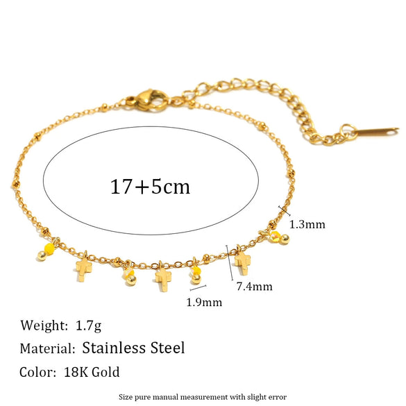 Versatile Trendy Hand Jewelry Stainless Steel 18K Gold Plated Tassel Bracelet With Geometric Shape For Women