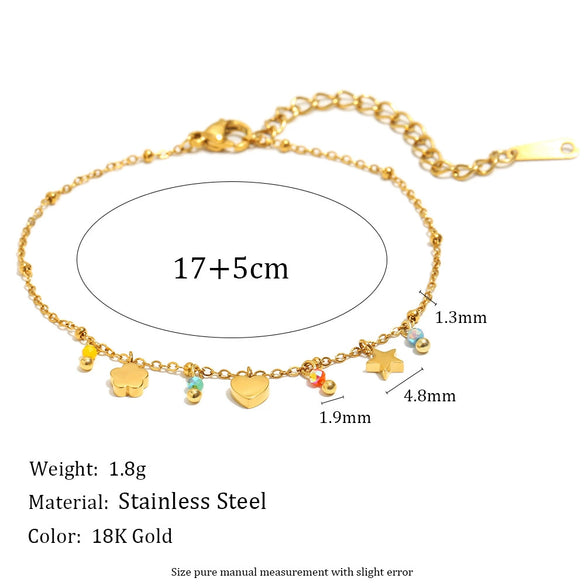 Versatile Trendy Hand Jewelry Stainless Steel 18K Gold Plated Tassel Bracelet With Geometric Shape For Women