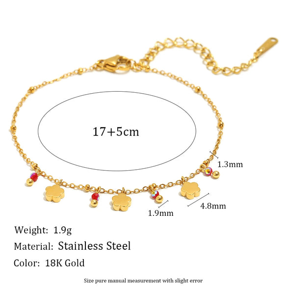Versatile Trendy Hand Jewelry Stainless Steel 18K Gold Plated Tassel Bracelet With Geometric Shape For Women