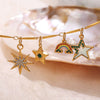 Versatile Trendy Jewelry Pendant 316L Stainless Steel Fivepointed Star Green Rhinestone Electroplating Design