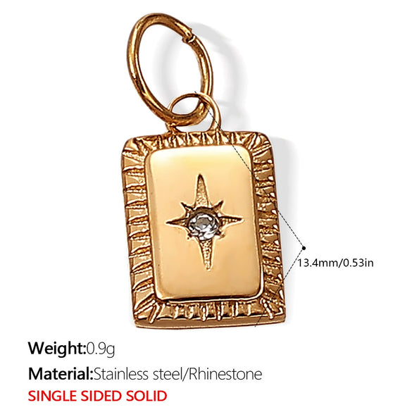 Versatile Trendy Jewelry Pendant 316L Stainless Steel Fivepointed Star Green Rhinestone Electroplating Design