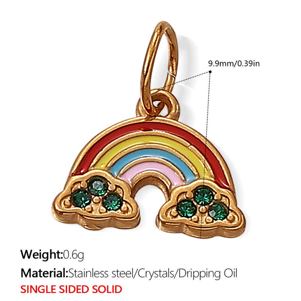 Versatile Trendy Jewelry Pendant 316L Stainless Steel Fivepointed Star Green Rhinestone Electroplating Design