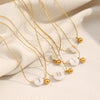 Versatile Vintage Women's Stainless Steel 18K Gold Plated Letter Bead Necklace Jewelry