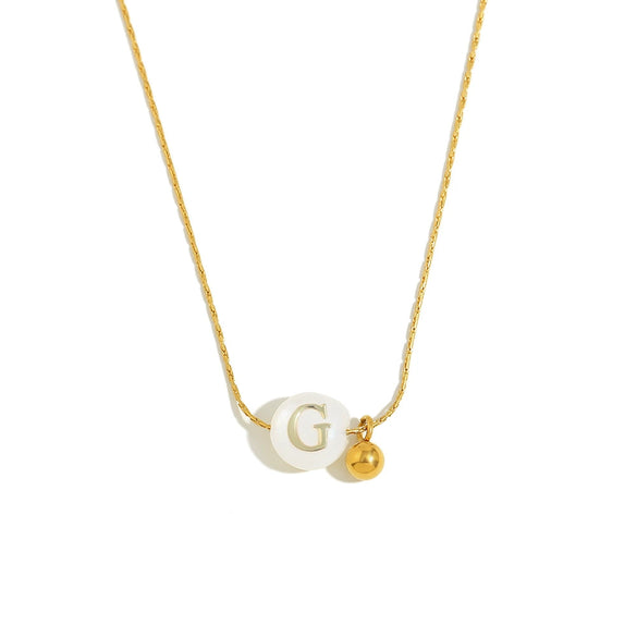 Versatile Vintage Women's Stainless Steel 18K Gold Plated Letter Bead Necklace Jewelry