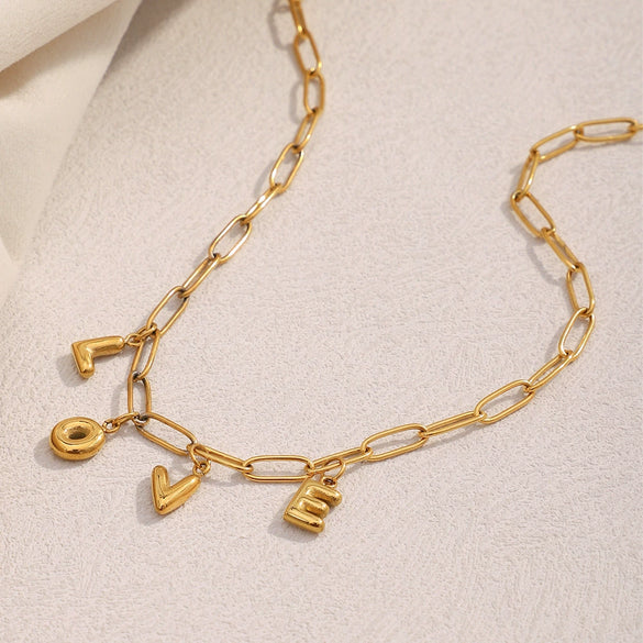 Versatile Women's Stainless Steel And Titanium Steel Letter Necklace With 18K Gold Plated Electroplating