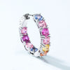 Versatile Zircon Earrings S925 Sterling Silver Geometric Diamond Rainbow Style For Women