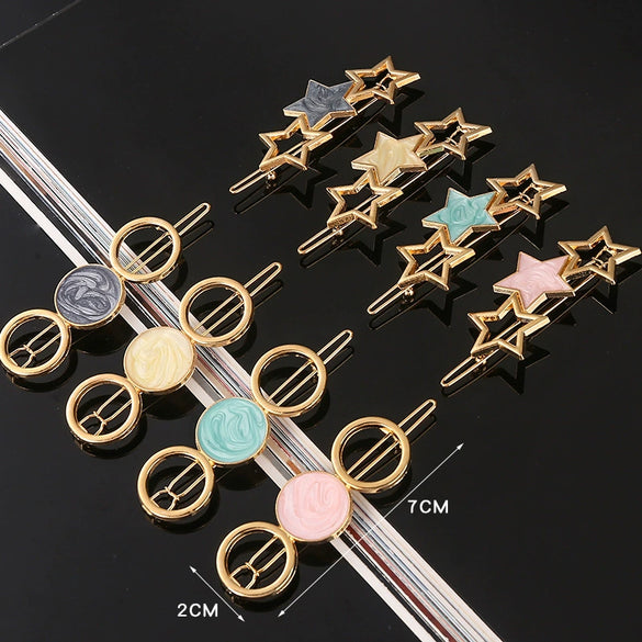 Vintage Acetate Hair Side Clip With Electroplated Frog And Five Pointed Star Accents For Women