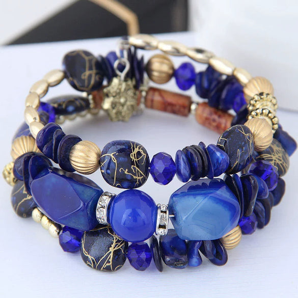 Vintage Agate Beaded Multi Layer Winding Bracelet With Geometric Style For Women And Men