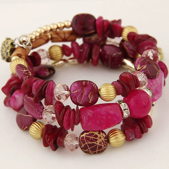 Vintage Agate Beaded Multi Layer Winding Bracelet With Geometric Style For Women And Men