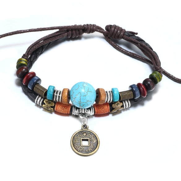Vintage Alloy Bracelet With Flower And Leaf Pattern Electroplating Unisex