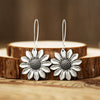 Vintage Alloy Three Dimensional Sunflower Daisy Earrings Electroplated