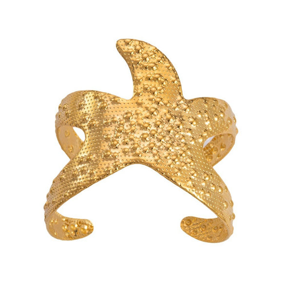 Vintage Animals Starfish Stainless Steel 18K Electroplated Hammer Bracelet For Women