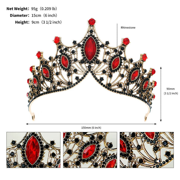 Vintage Baroque Rhinestone Crown Headpiece For Women Luxury Bridal Wedding Hair Accessory With Elegant Retro Detailing
