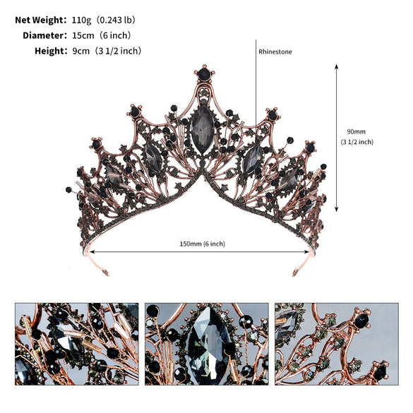 Vintage Baroque Rhinestone Crown Headpiece For Women Luxury Bridal Wedding Hair Accessory With Elegant Retro Detailing