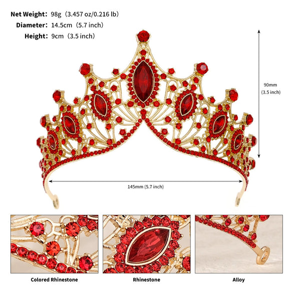 Vintage Baroque Rhinestone Crown Headpiece For Women Luxury Bridal Wedding Hair Accessory With Elegant Retro Detailing
