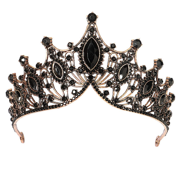 Vintage Baroque Rhinestone Crown Headpiece For Women Luxury Bridal Wedding Hair Accessory With Elegant Retro Detailing