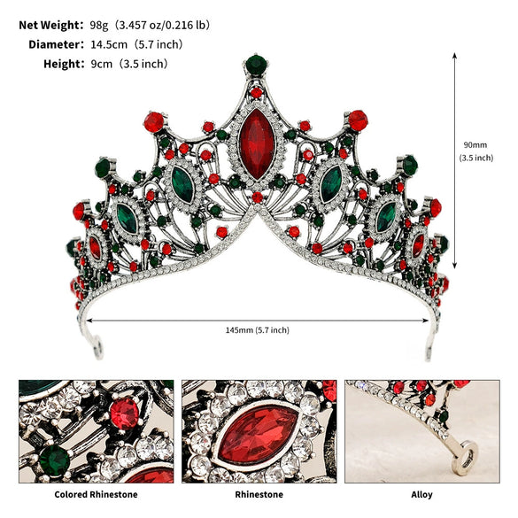 Vintage Baroque Rhinestone Crown Headpiece For Women Luxury Bridal Wedding Hair Accessory With Elegant Retro Detailing