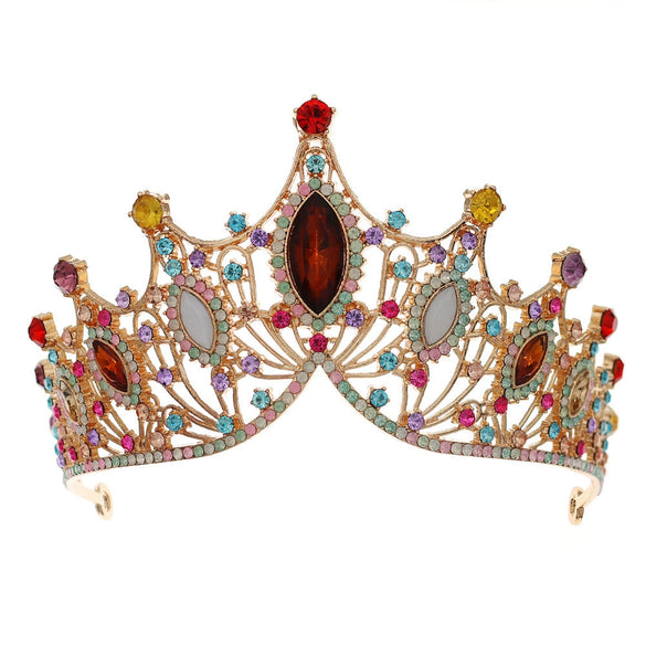 Vintage Baroque Rhinestone Crown Headpiece For Women Luxury Bridal Wedding Hair Accessory With Elegant Retro Detailing