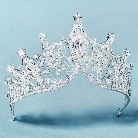 Vintage Baroque Rhinestone Crown Headpiece For Women Luxury Bridal Wedding Hair Accessory With Elegant Retro Detailing