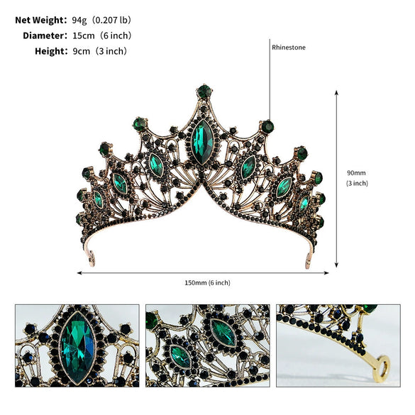 Vintage Baroque Rhinestone Crown Headpiece For Women Luxury Bridal Wedding Hair Accessory With Elegant Retro Detailing