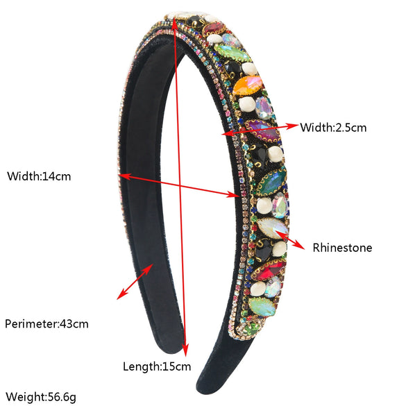 Vintage Baroque Style Rhinestone Headband Diamond Processed Women's Hair Accessory