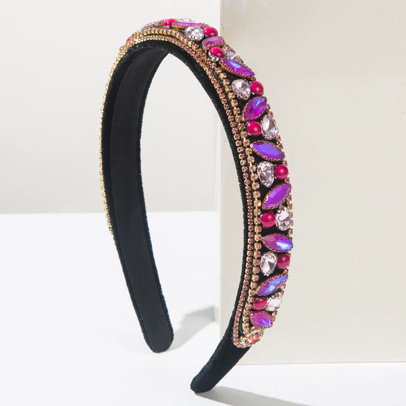 Vintage Baroque Style Rhinestone Headband Diamond Processed Women's Hair Accessory