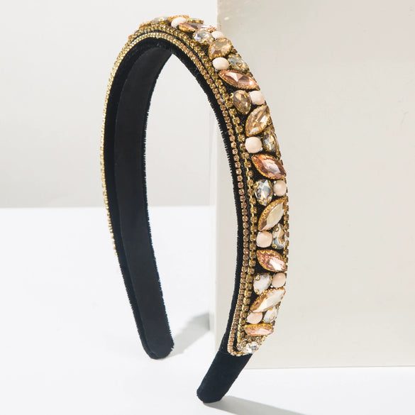 Vintage Baroque Style Rhinestone Headband Diamond Processed Women's Hair Accessory