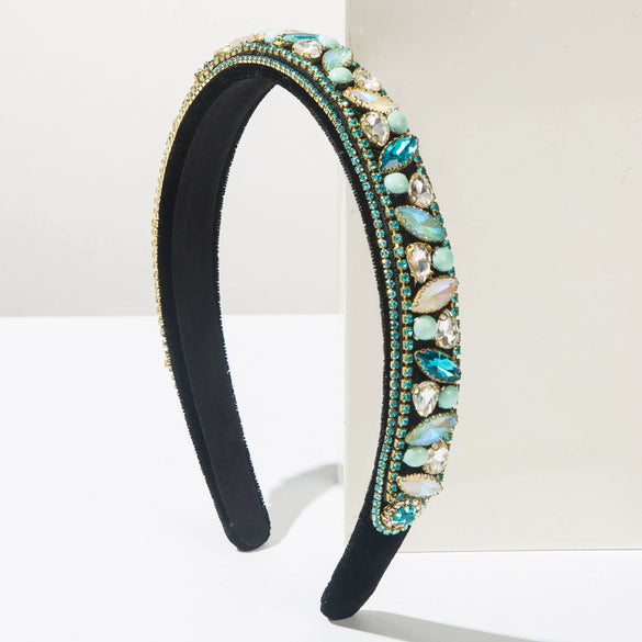 Vintage Baroque Style Rhinestone Headband Diamond Processed Women's Hair Accessory
