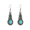 Vintage Blue Crystal Inlaid Turquoise Earrings For Women Alloy Material With Geometric Pattern And Electroplating Process
