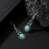 Vintage Blue Crystal Inlaid Turquoise Earrings For Women Alloy Material With Geometric Pattern And Electroplating Process