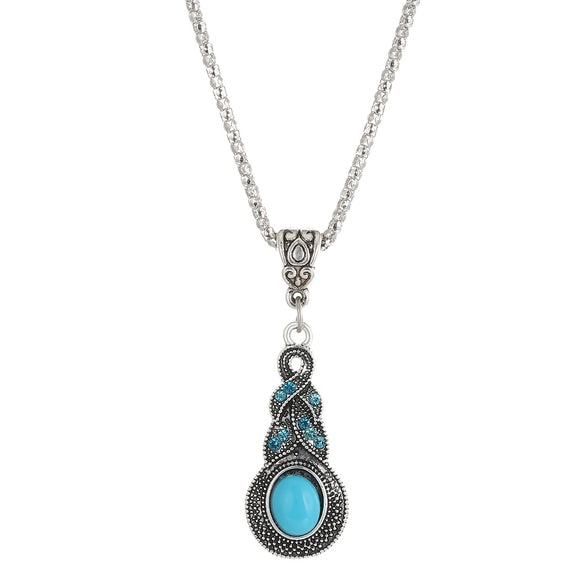 Vintage Blue Crystal Inlaid Turquoise Earrings For Women Alloy Material With Geometric Pattern And Electroplating Process