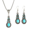 Vintage Blue Crystal Inlaid Turquoise Earrings For Women Alloy Material With Geometric Pattern And Electroplating Process