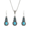 Vintage Blue Crystal Inlaid Turquoise Earrings For Women Alloy Material With Geometric Pattern And Electroplating Process