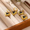 Vintage Carved Black Double Layer Heart Earrings With Zircon Accents And Oil Drop Finish For Women With Stainless Steel Posts
