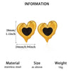 Vintage Carved Black Double Layer Heart Earrings With Zircon Accents And Oil Drop Finish For Women With Stainless Steel Posts