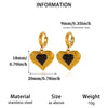 Vintage Carved Black Double Layer Heart Earrings With Zircon Accents And Oil Drop Finish For Women With Stainless Steel Posts