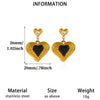 Vintage Carved Black Double Layer Heart Earrings With Zircon Accents And Oil Drop Finish For Women With Stainless Steel Posts