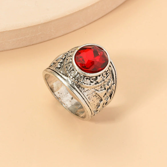 Vintage Carved Floral Glazed Alloy Joint Ring Exaggerated Index Finger Statement Ring For Unisex Fashion