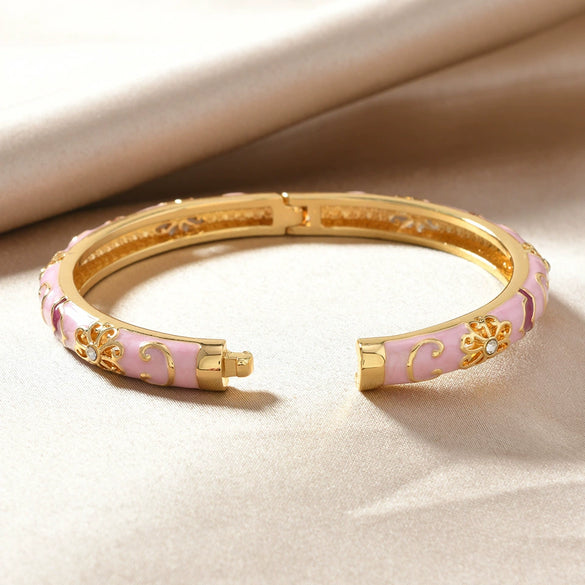 Vintage Cloisonne Blue Enamel Single Layer Bracelet With Electroplating