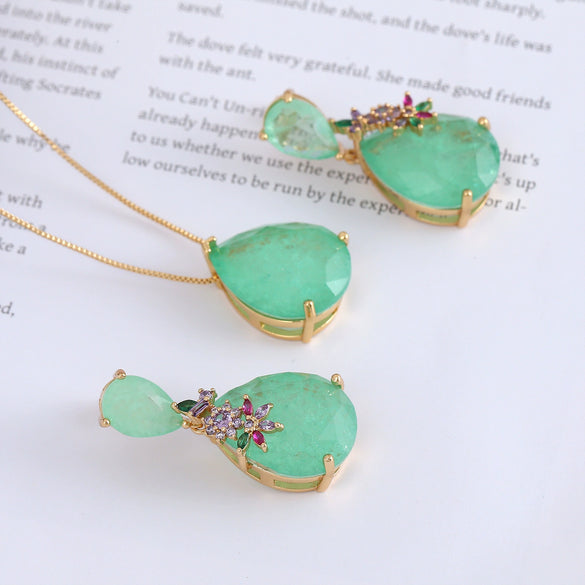 Vintage Copper Earrings And Necklaces With Love Water Drops Bells Pattern Electroplated