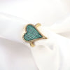 Vintage Copper Electroplated Ring For Women With Micro Paved Zircon And Shell Stone Heart Shaped Open Wide Band Design