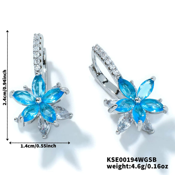 Vintage Copper Lotus Zircon Earrings