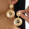 Vintage Distressed Hammered Zinc Alloy Spiral Flower Earrings With Geometric Round Swirl Design Electroplated Finish And Stainless Steel Posts